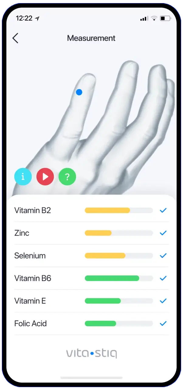 App do Vitastiq 2 com monitorização de micronutrientes